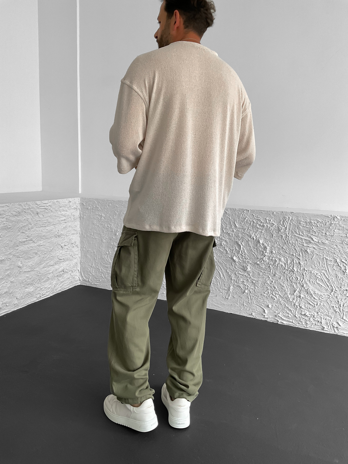 Bej Triko Oversize T-Shirt C-1644