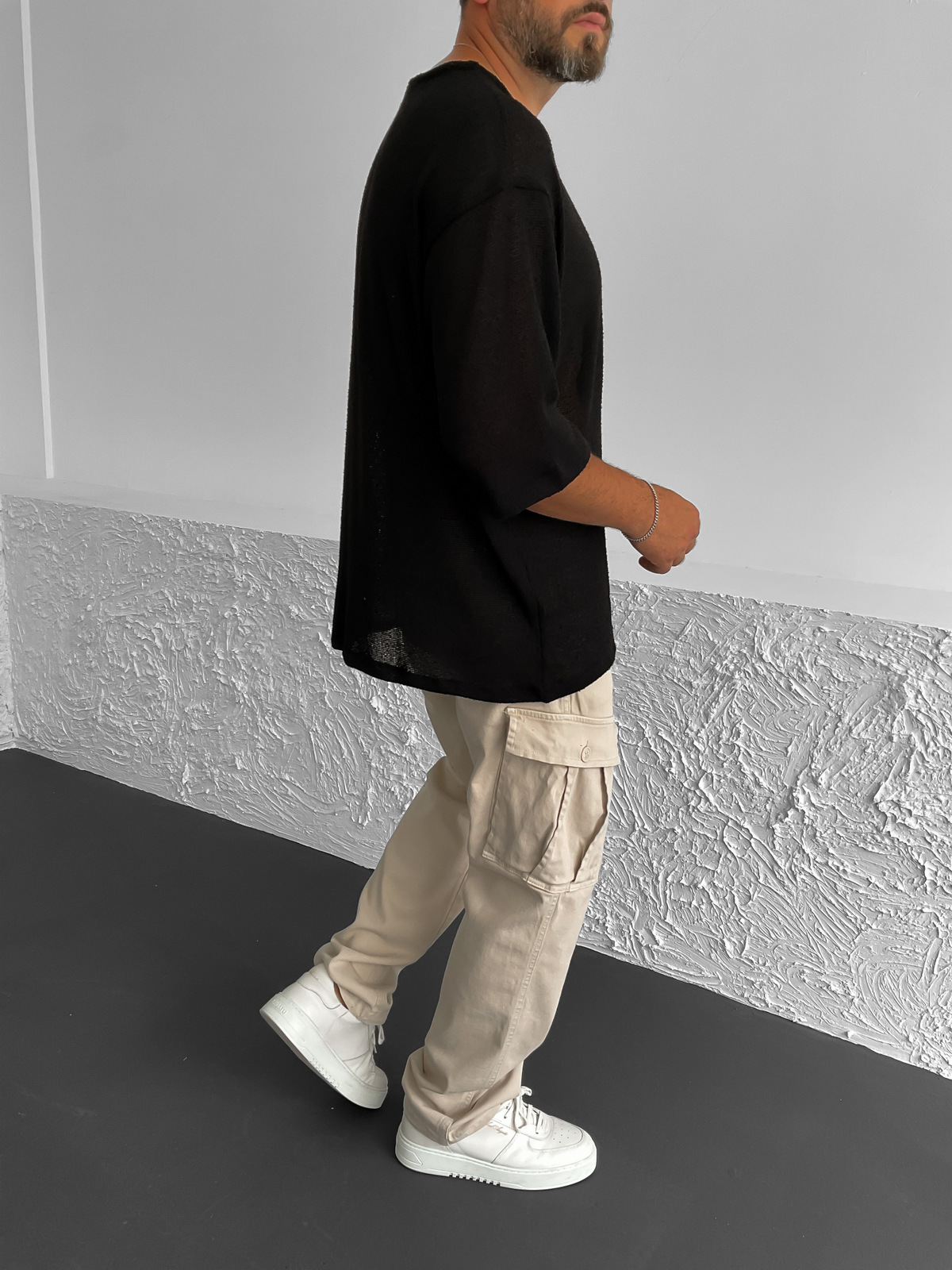 Siyah Triko Oversize T-Shirt C-1644