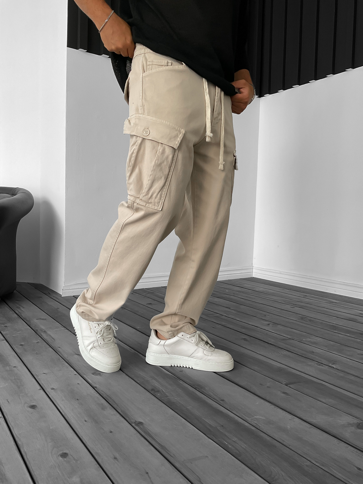 Bej Stoper Gabardin Kargo Pantolon C-6225
