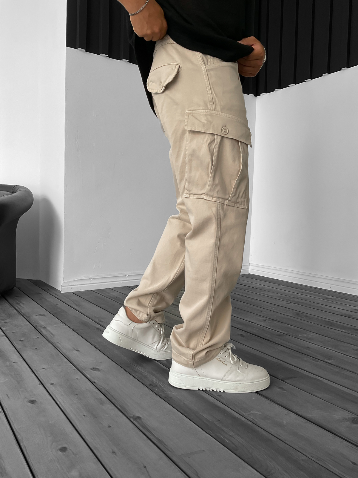 Bej Stoper Gabardin Kargo Pantolon C-6225