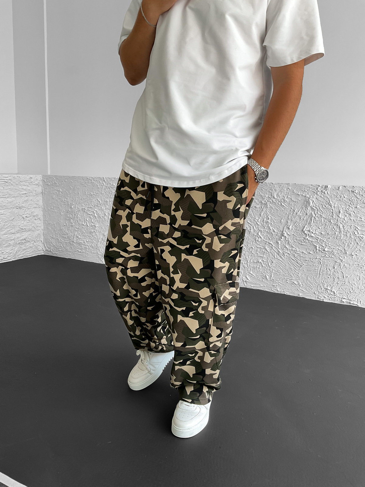 Koyu Yeşil Karışık Desenli Kamuflaj Cepli Pantolon BS-028