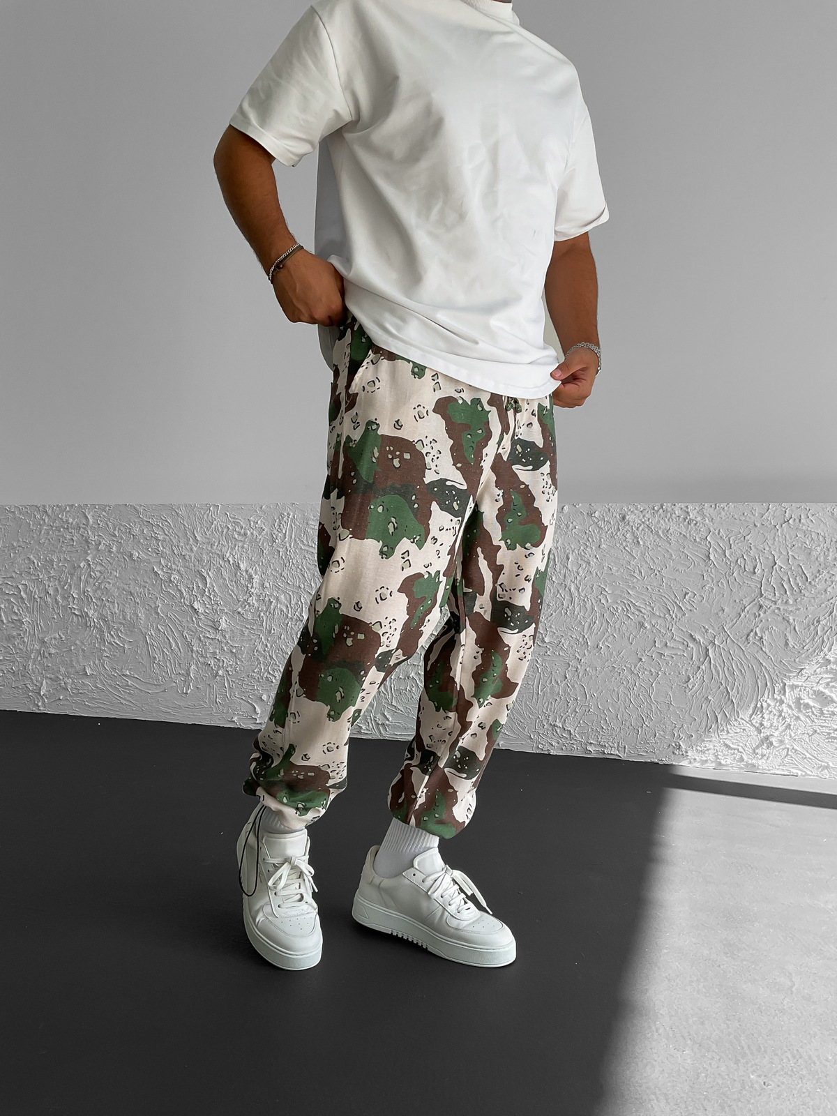 Ekru Kamuflaj Stoper Keten Pantolon B-3176