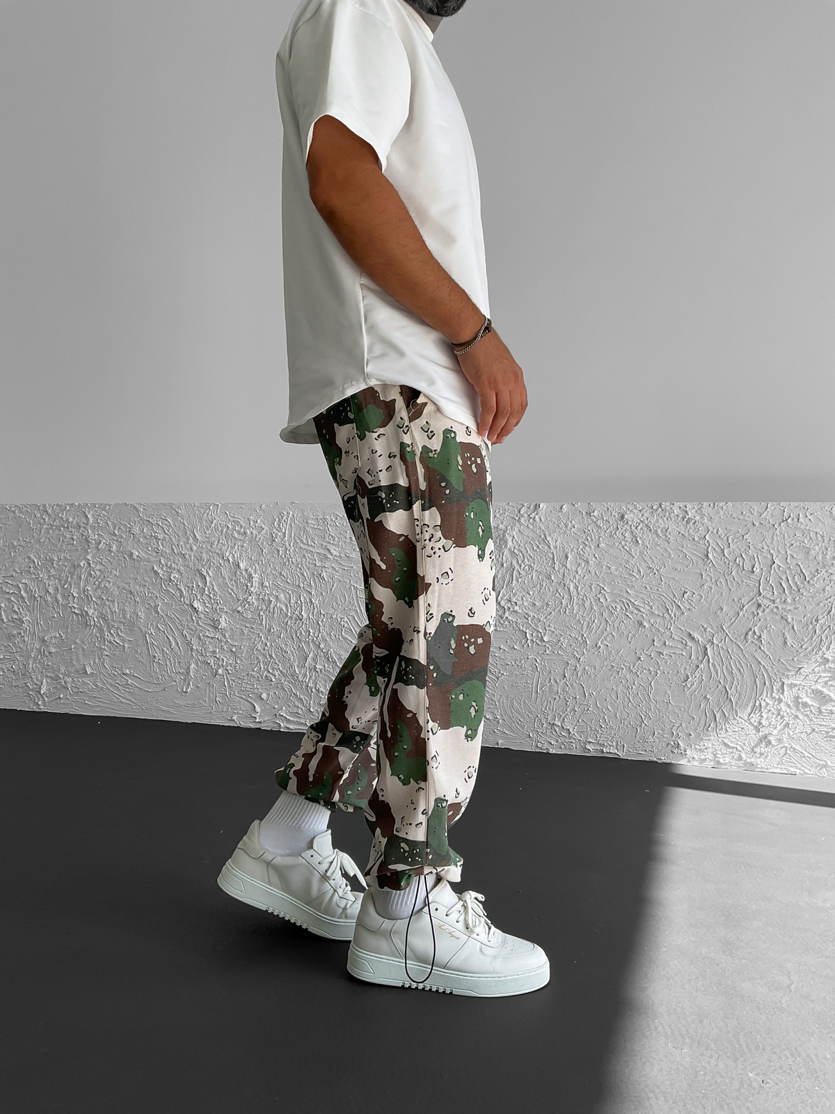 Ekru Kamuflaj Stoper Keten Pantolon B-3176