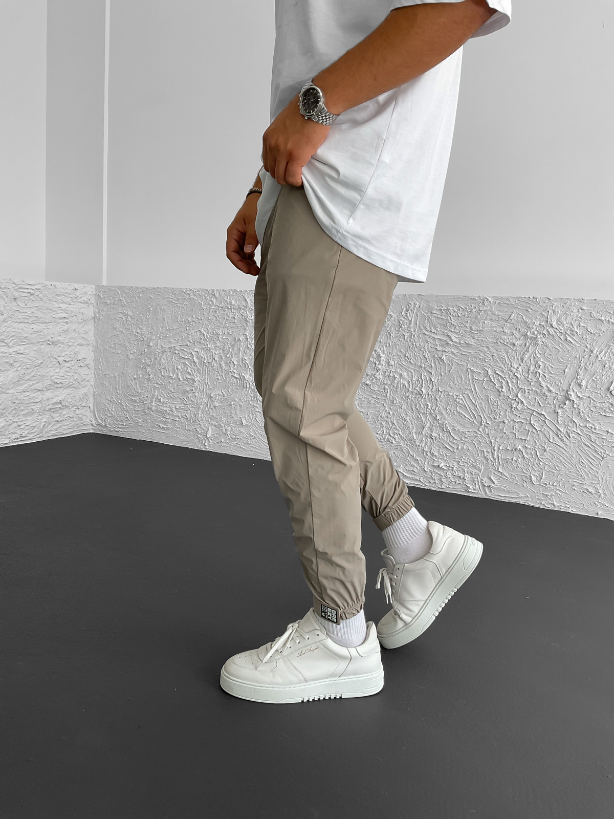 Bej Paça Detaylı Paraşüt Jogger B-3234