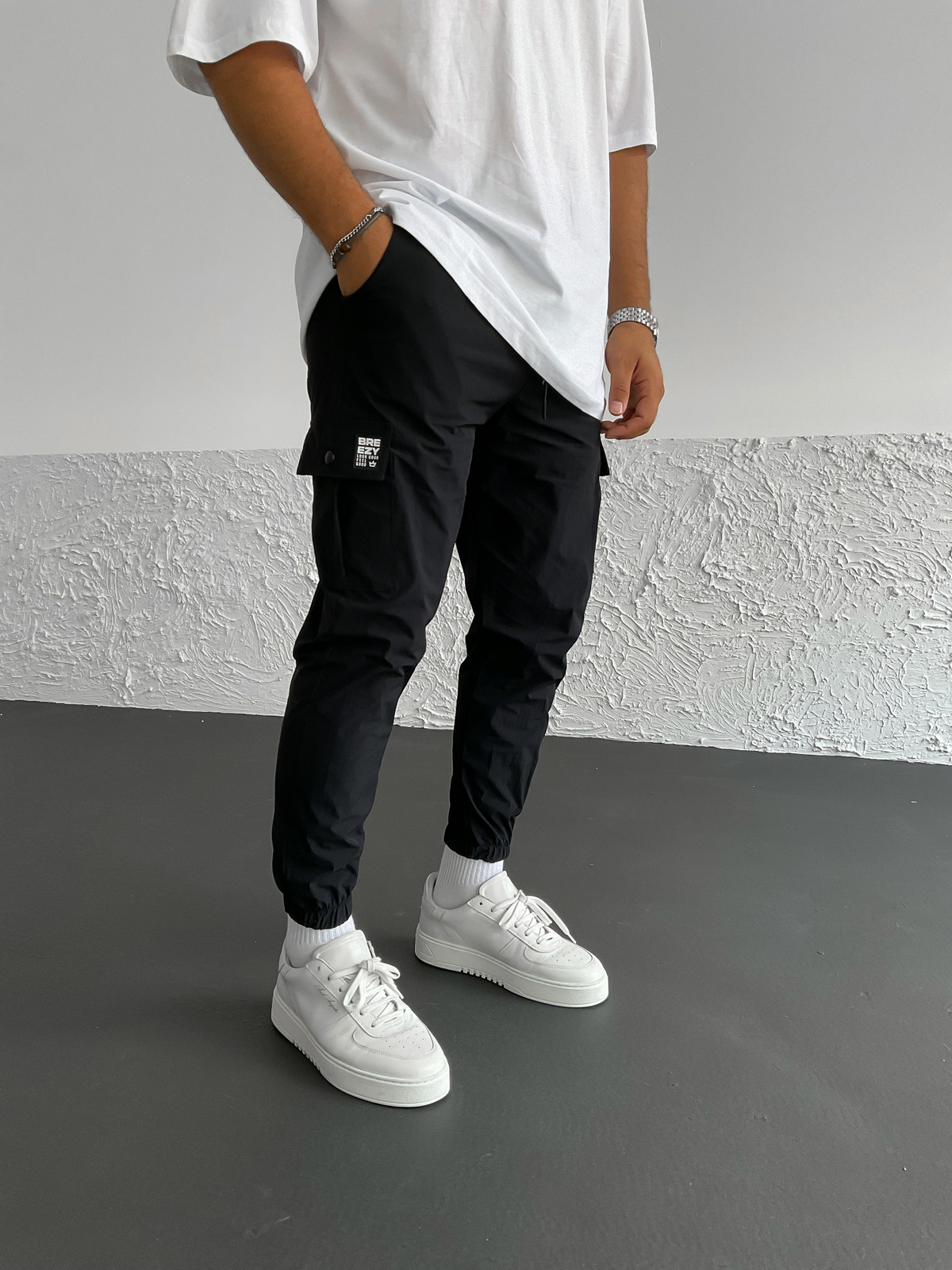 Siyah Kargo Cepli Basic Jogger B-3232