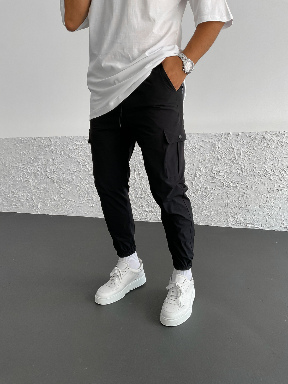 Siyah Kargo Cepli Basic Jogger B-3232
