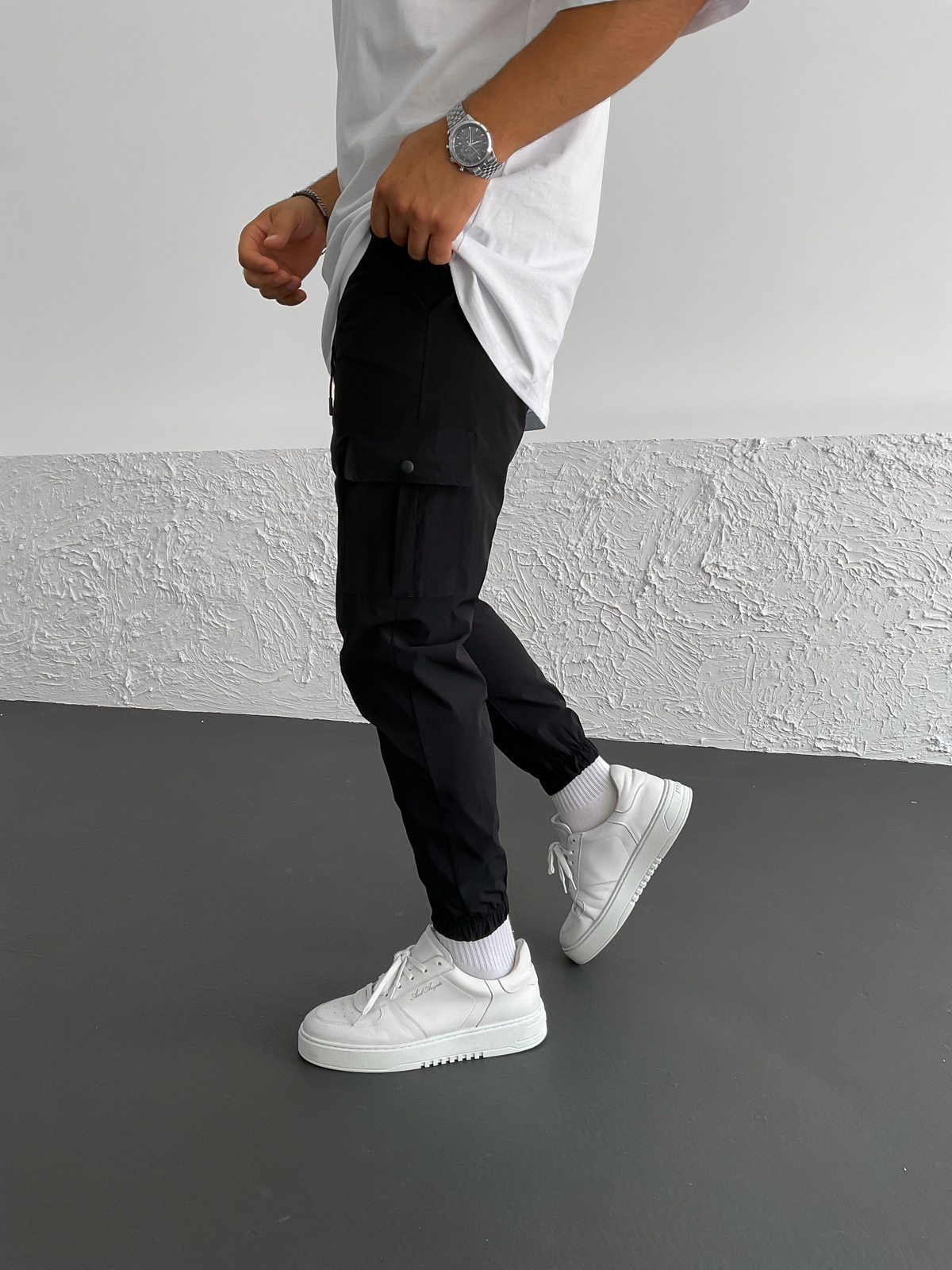 Siyah Kargo Cepli Basic Jogger B-3232