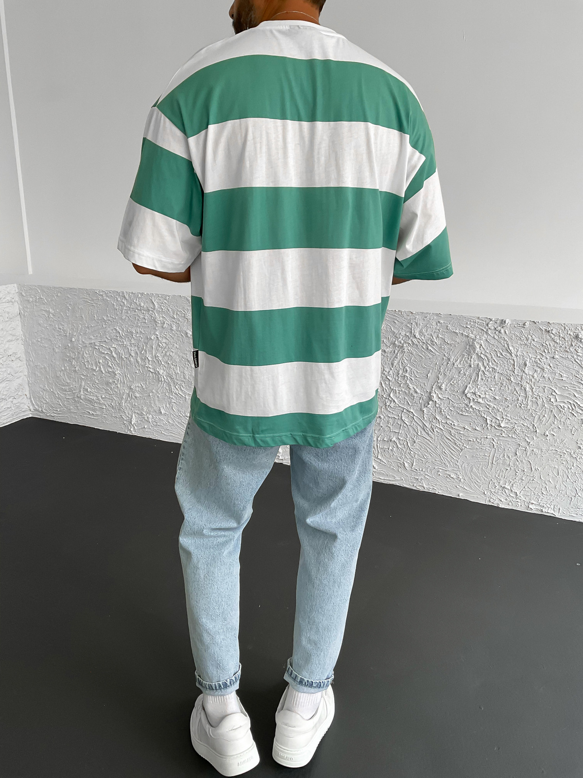 Yeşil Şeritli Oversize T-Shirt BS-034