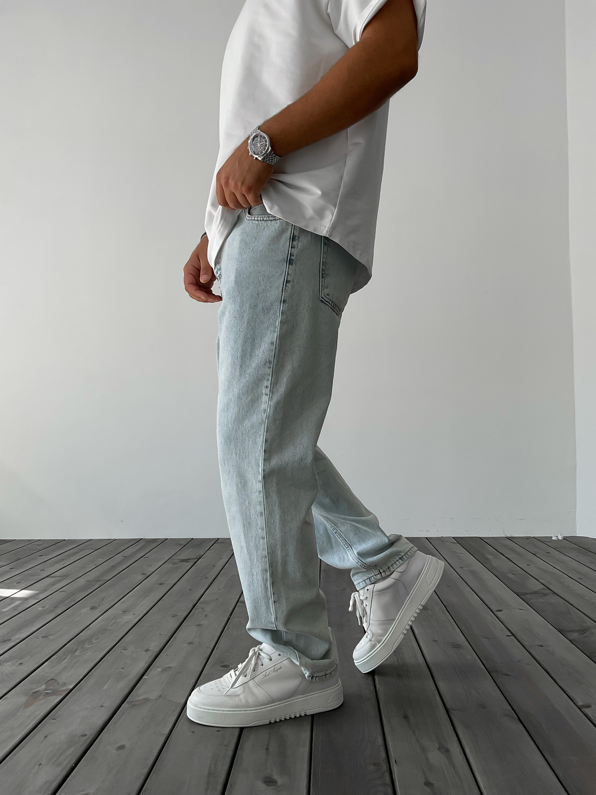 Buz Mavisi Basic Yıkamalı Baggy Jean WE-2035