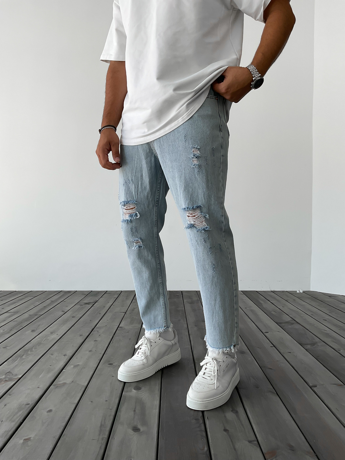 Buz Mavisi Kesik Paça Boyfriend WE-1956