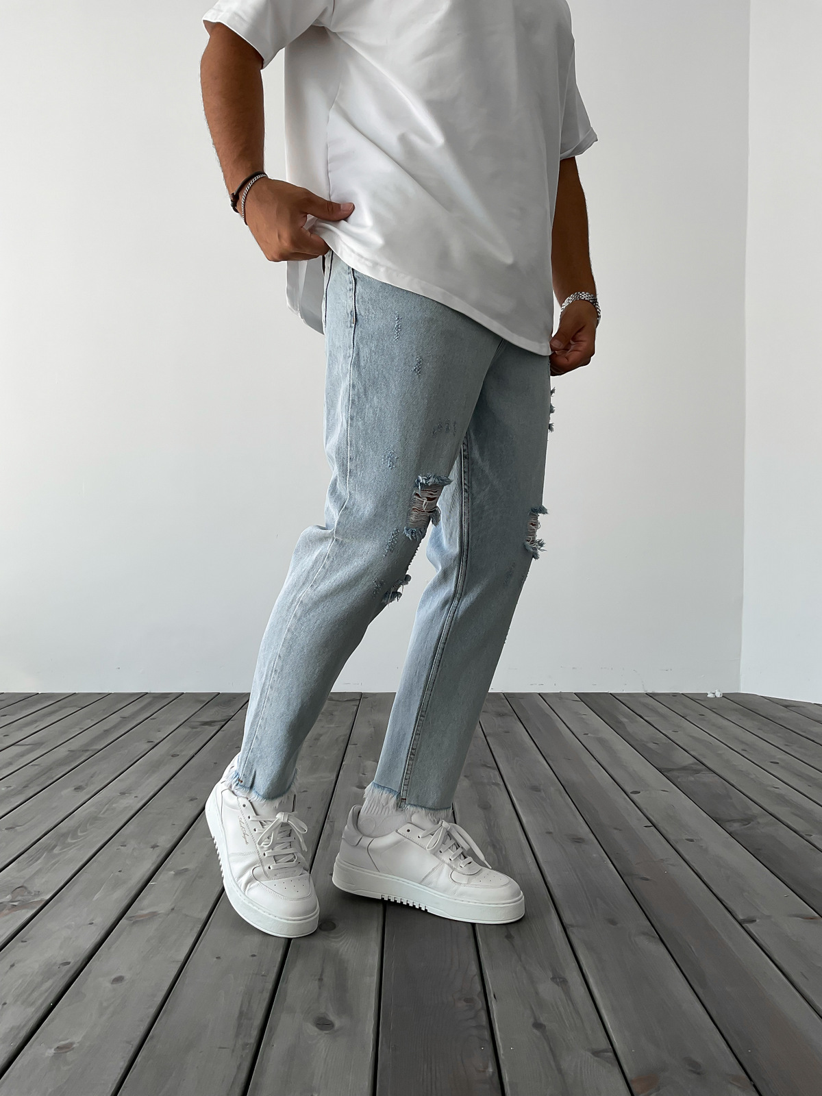 Buz Mavisi Kesik Paça Boyfriend WE-1956