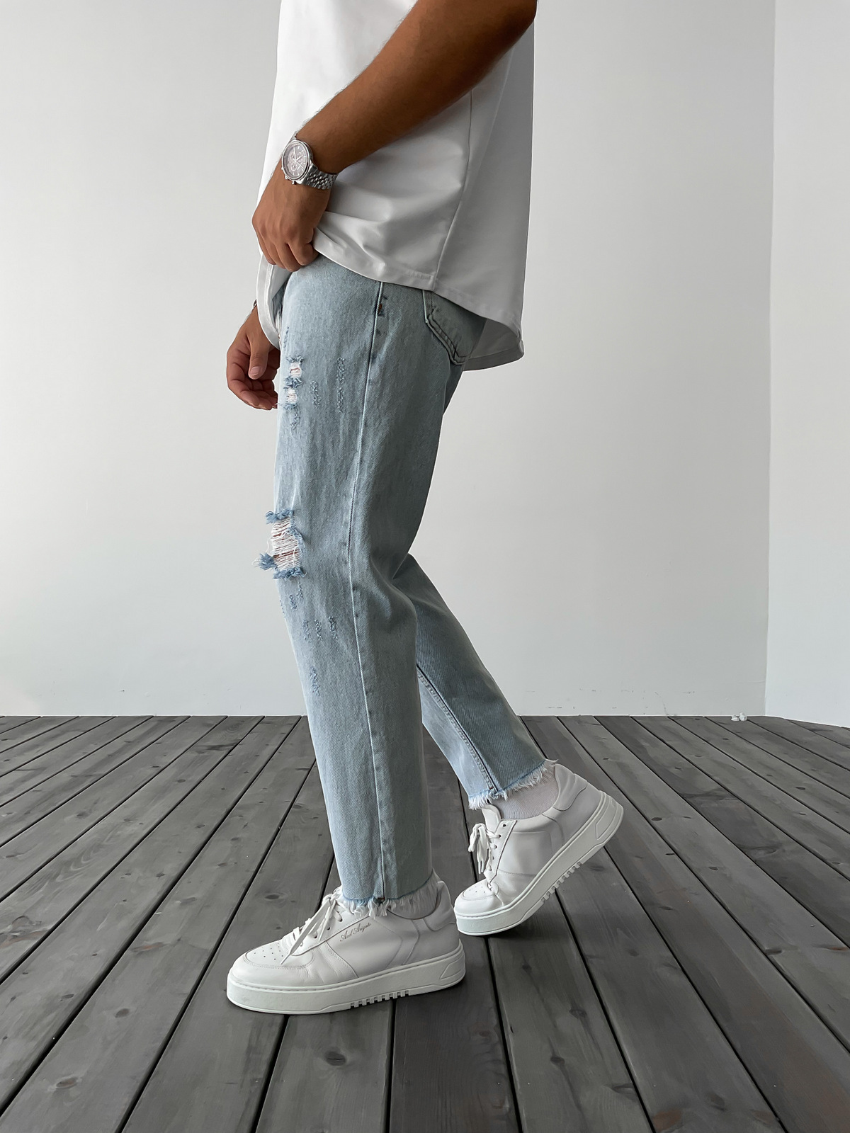 Buz Mavisi Kesik Paça Boyfriend WE-1956