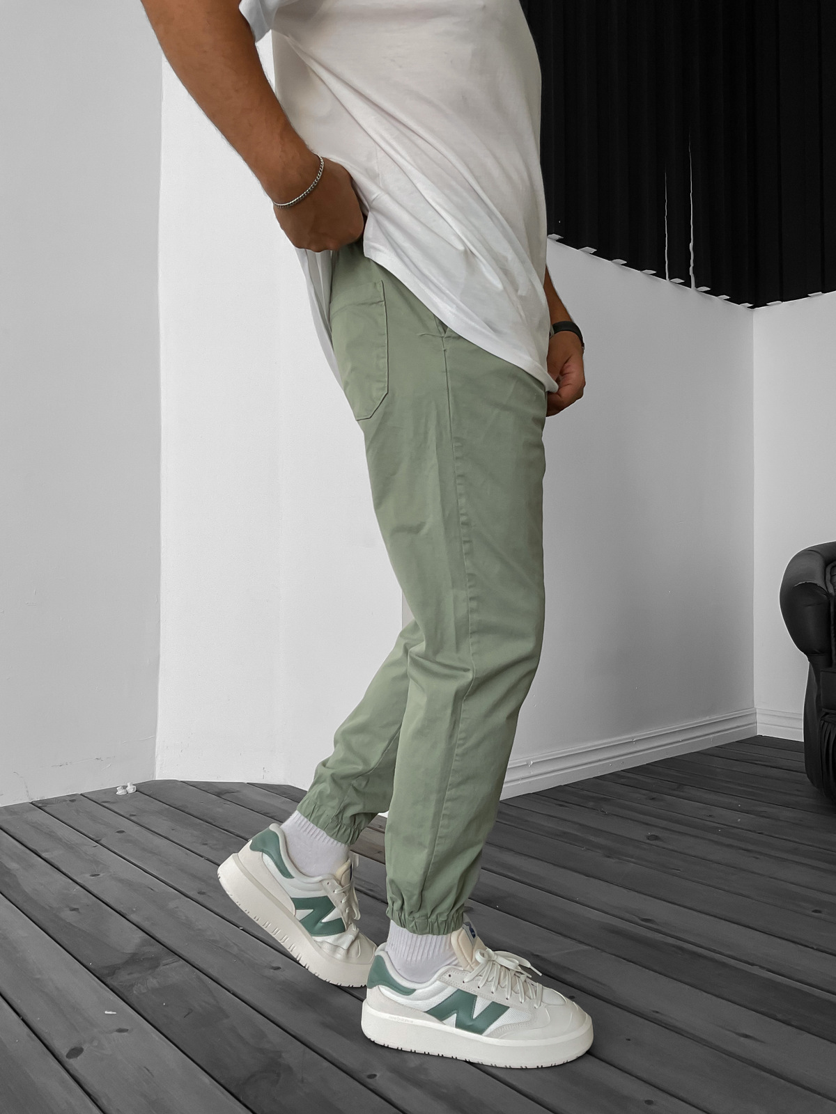 Yeşil Lastikli Gabardin Pantolon GJ-15675/1-2-3-4