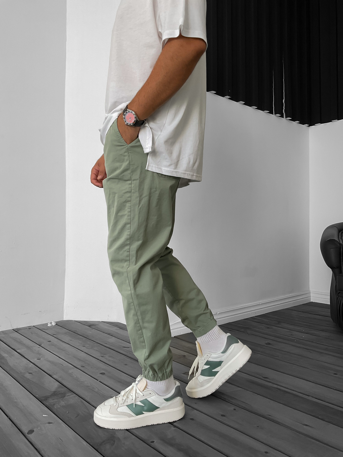 Yeşil Lastikli Gabardin Pantolon GJ-15675/1-2-3-4