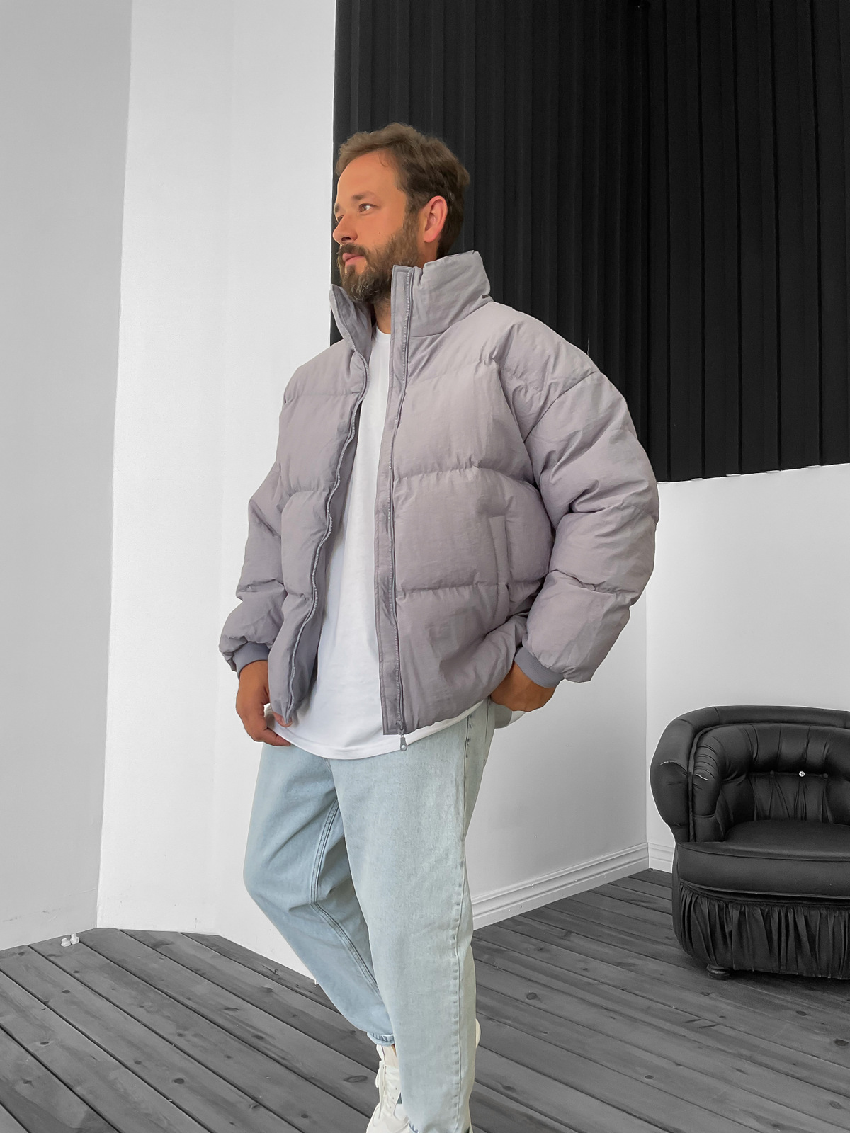 Gri Basic Şişme Mont JJ-1275