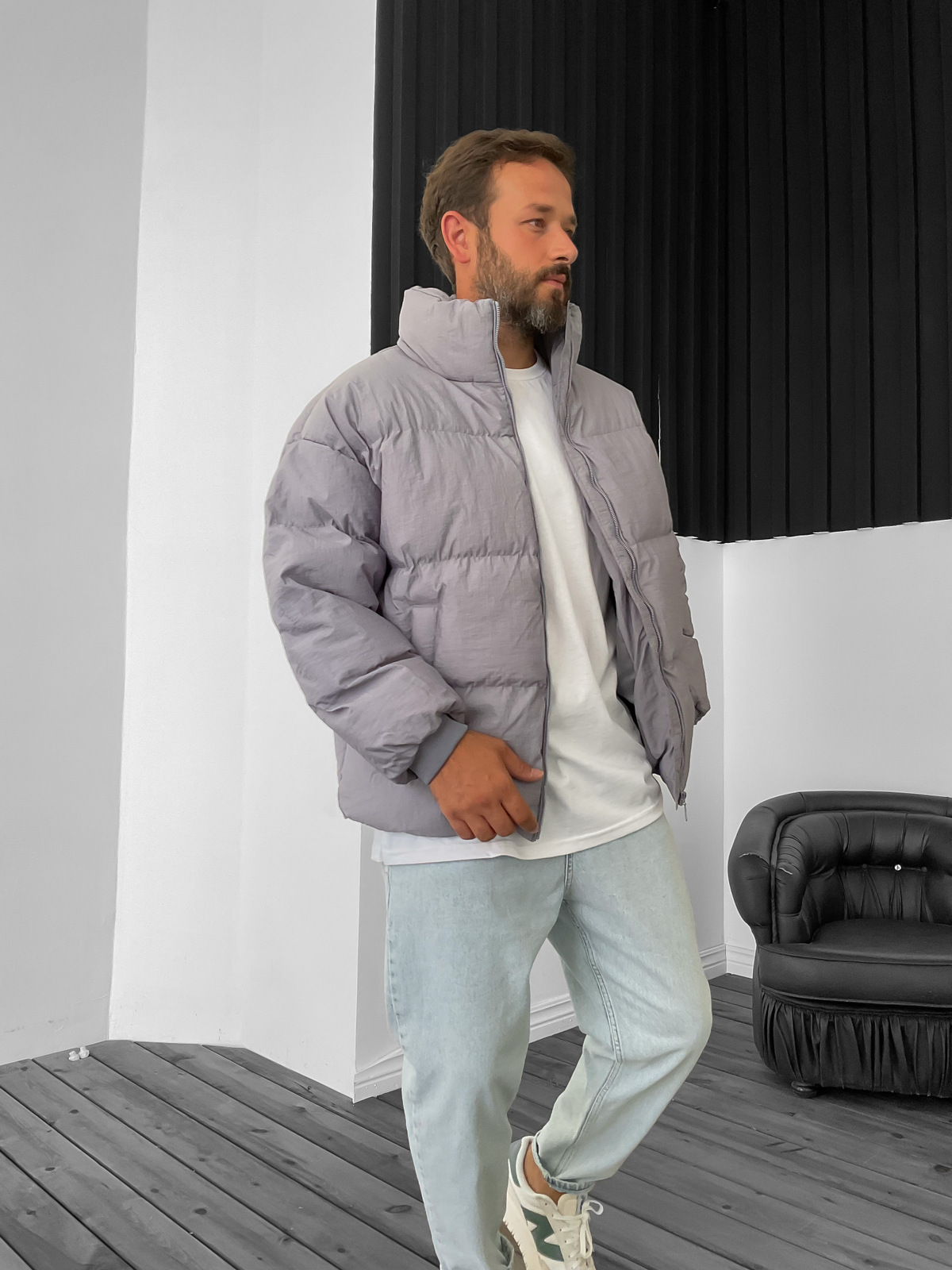 Gri Basic Şişme Mont JJ-1275