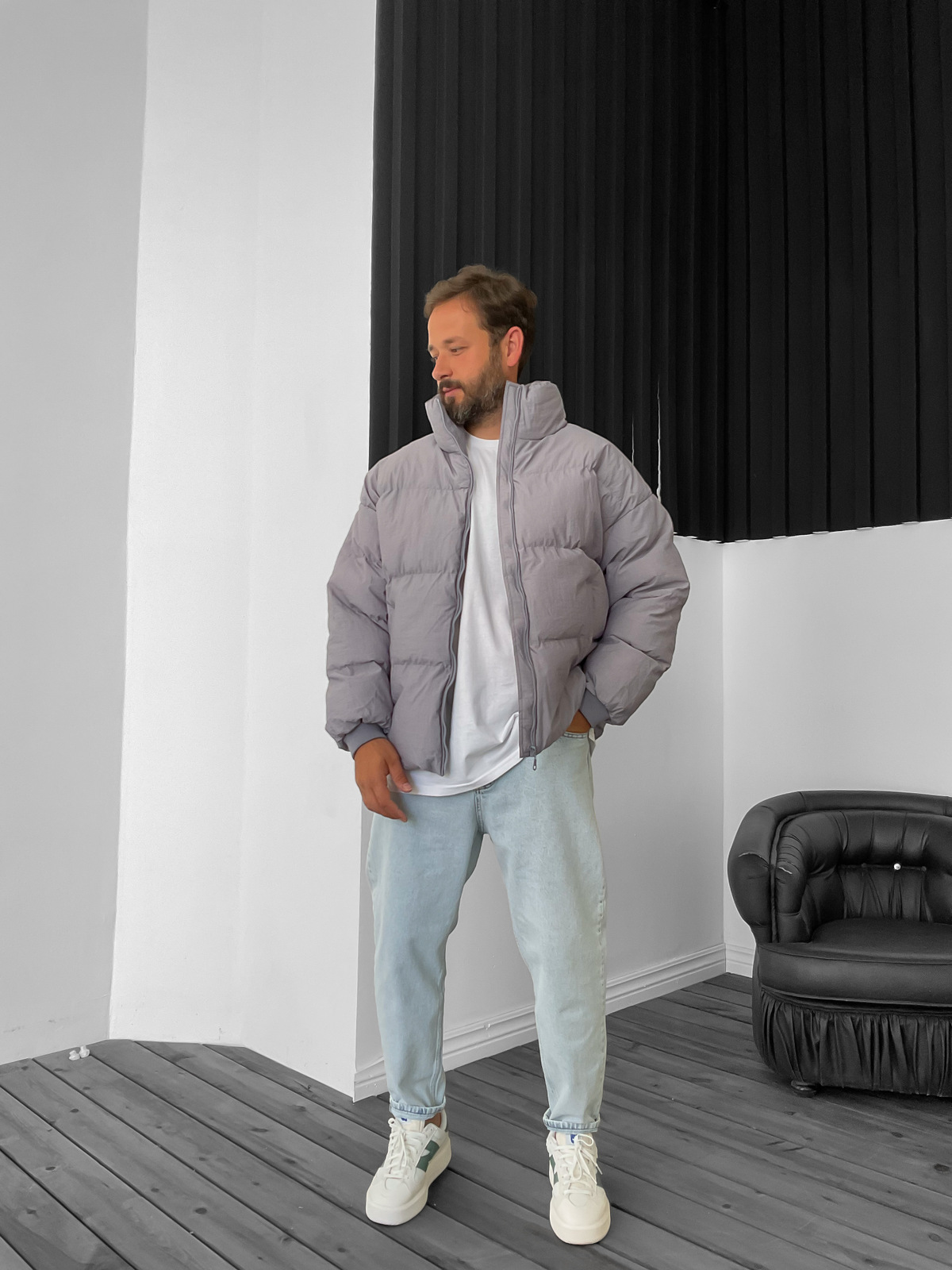 Gri Basic Şişme Mont JJ-1275