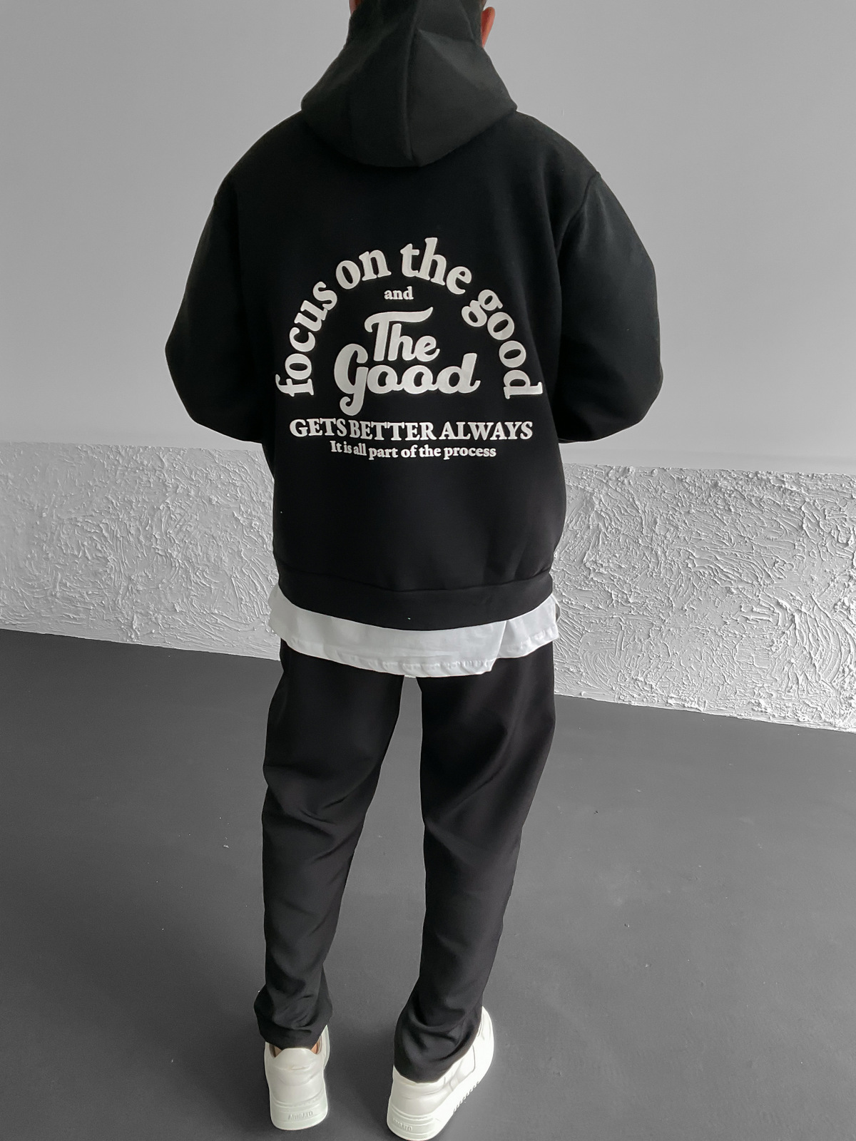 Siyah The Good Baskılı Kapüşonlu Sweat C-550