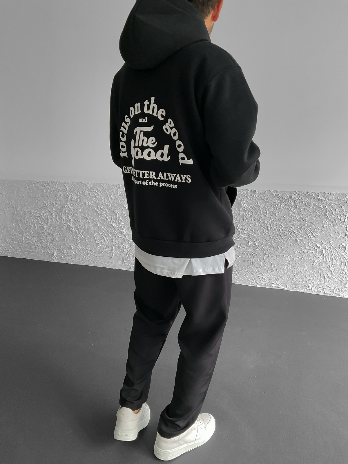 Siyah The Good Baskılı Kapüşonlu Sweat C-550