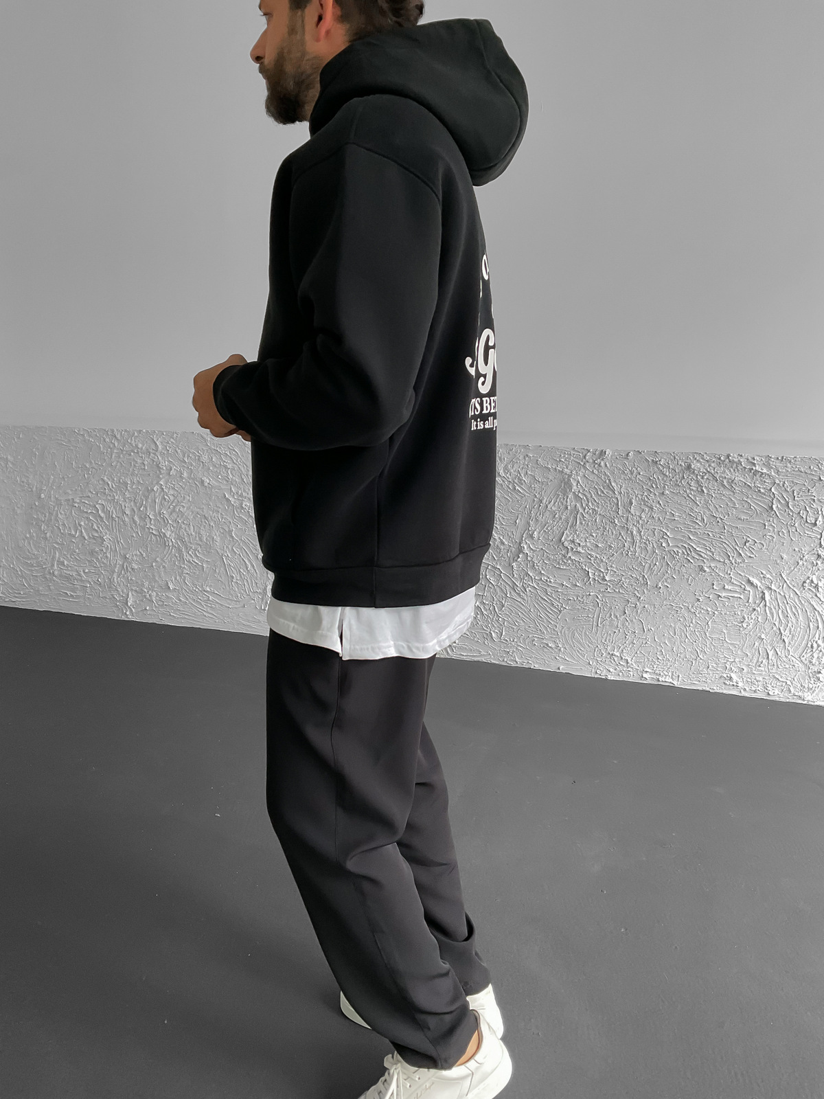 Siyah The Good Baskılı Kapüşonlu Sweat C-550