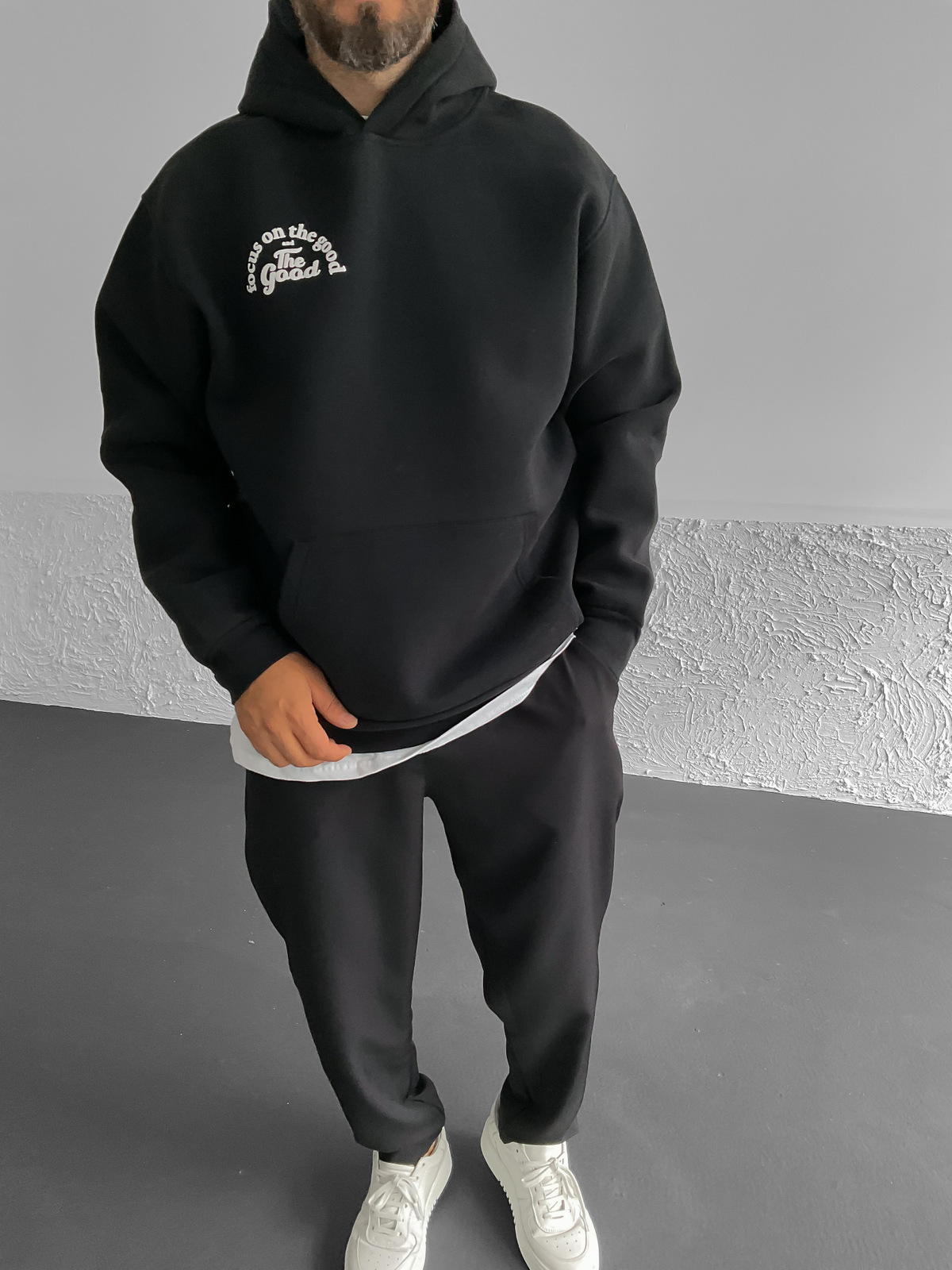 Siyah The Good Baskılı Kapüşonlu Sweat C-550