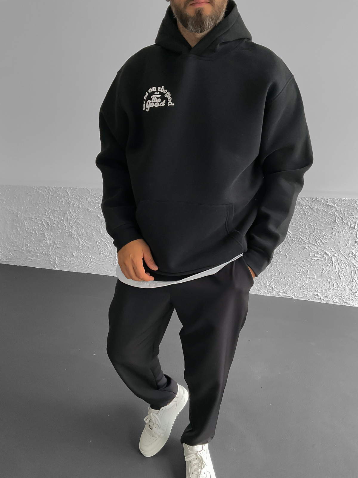 Siyah The Good Baskılı Kapüşonlu Sweat C-550