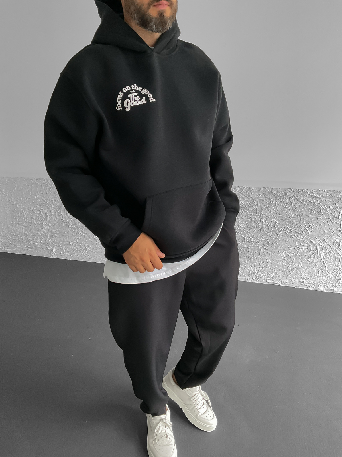 Siyah The Good Baskılı Kapüşonlu Sweat C-550