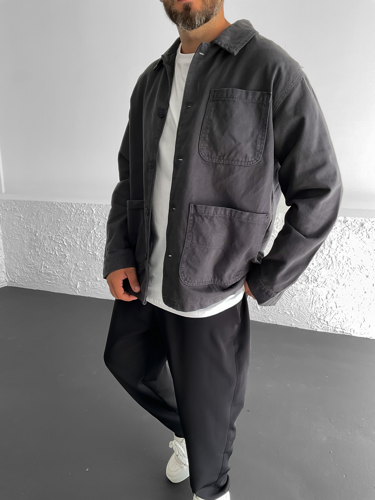 Antrasit Tek Cepli Kot Ceket C-4344
