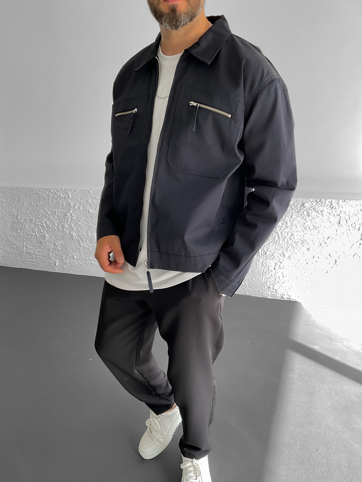 Lacivert Çift Fermuarlı Ceket C-4560