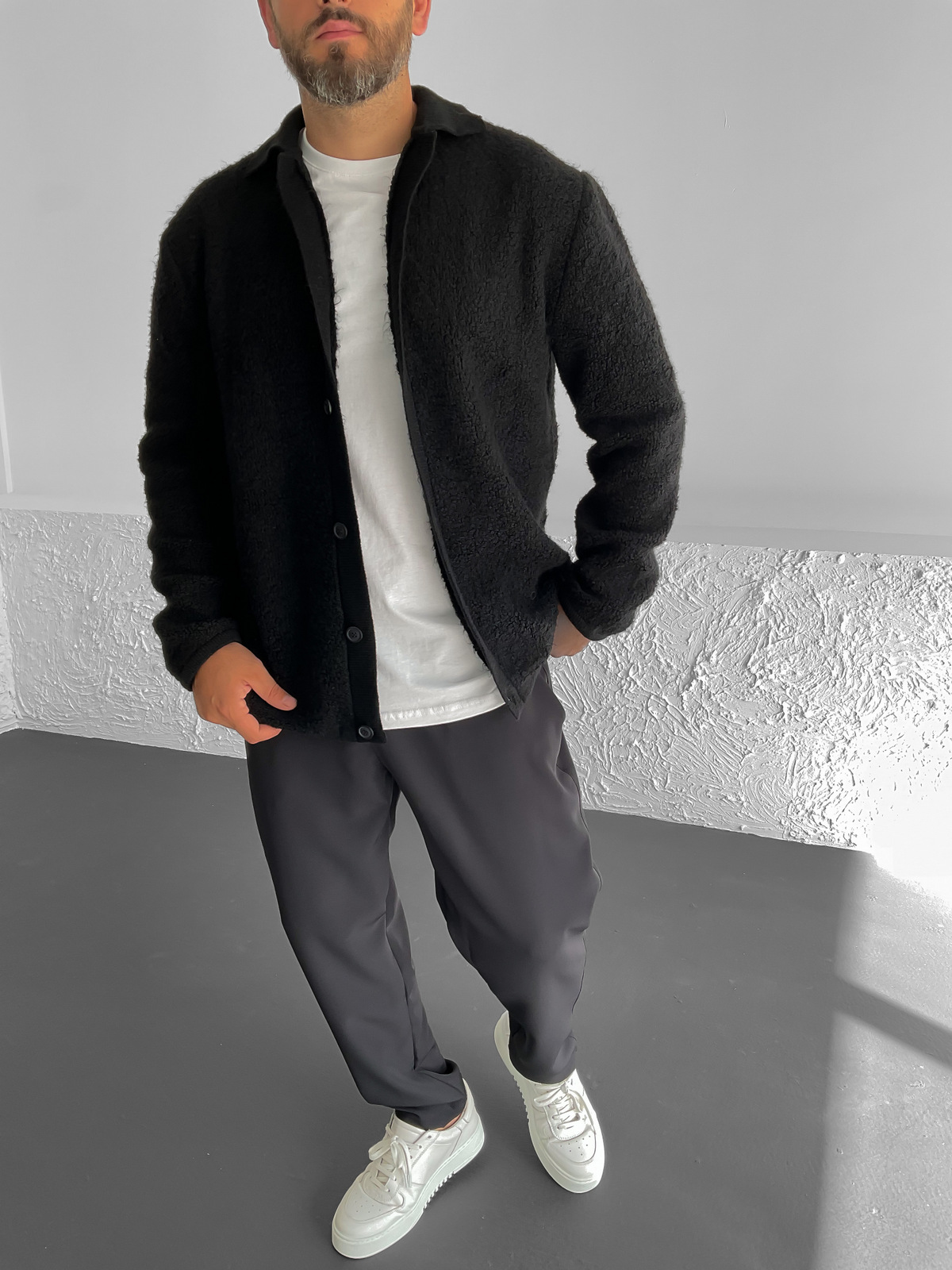 Siyah Düğmeli Peluş Ceket C-1008