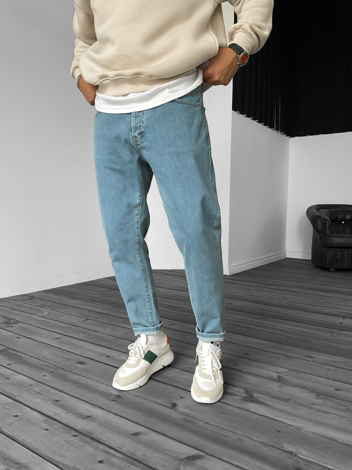 Açık Mavi Basic Boyfriend GJ-15679-2-1