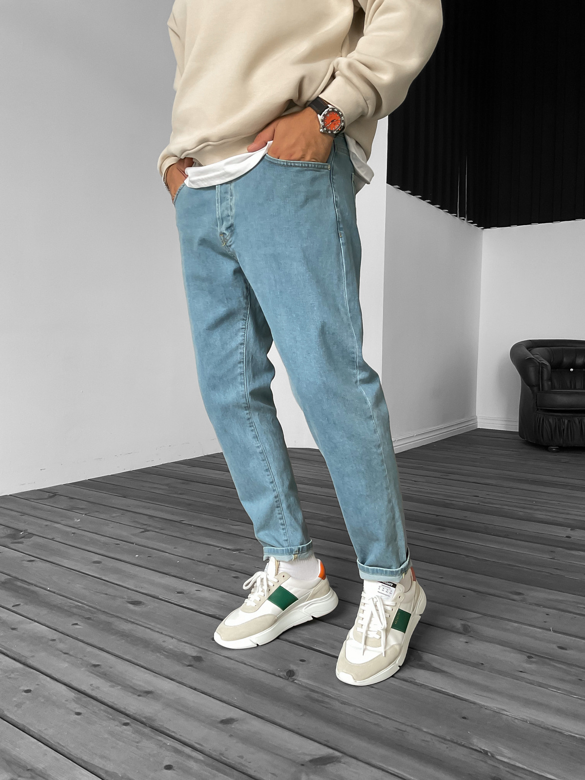 Açık Mavi Basic Boyfriend GJ-15679-2-1