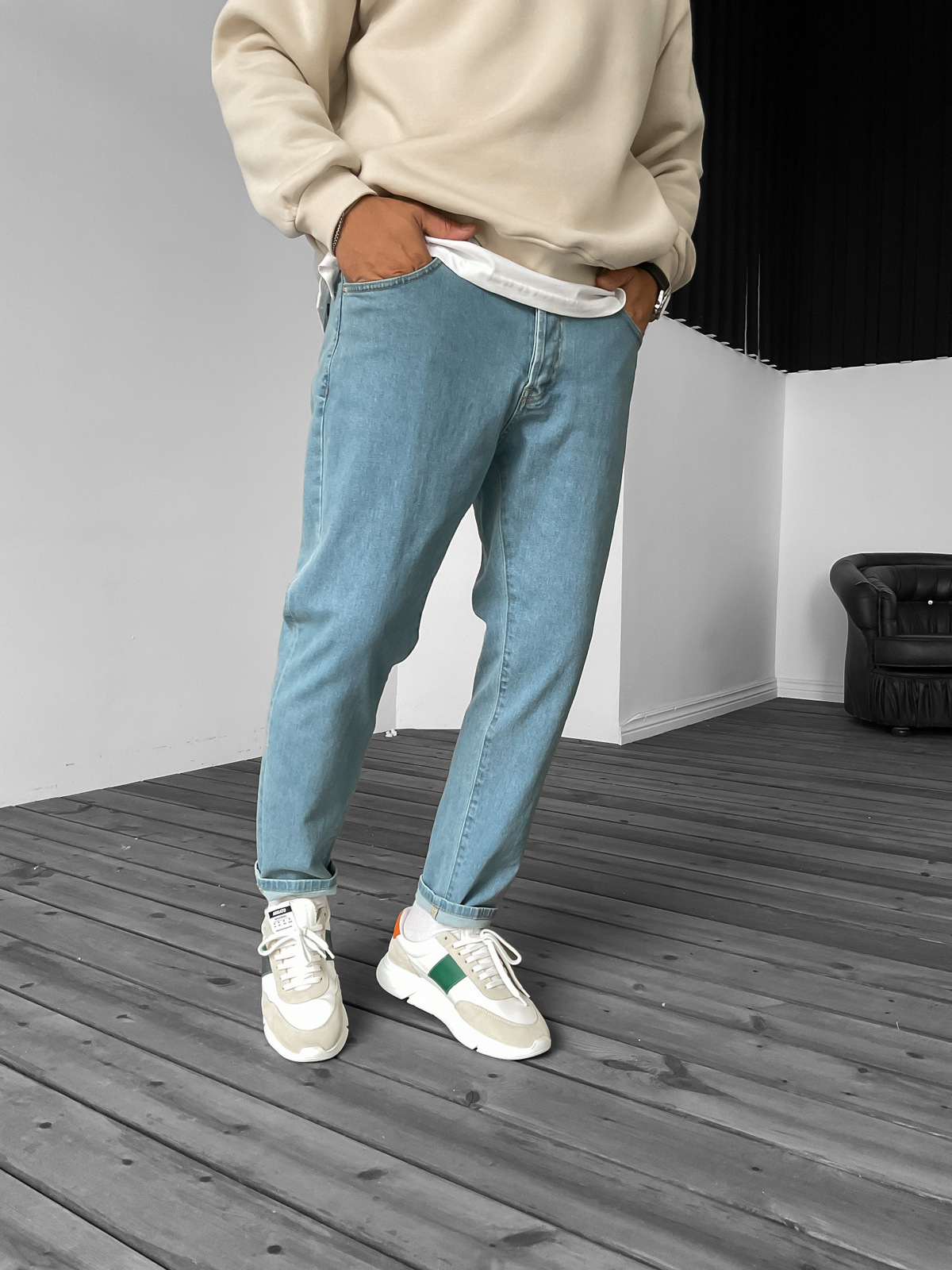 Açık Mavi Basic Boyfriend GJ-15679-2-1