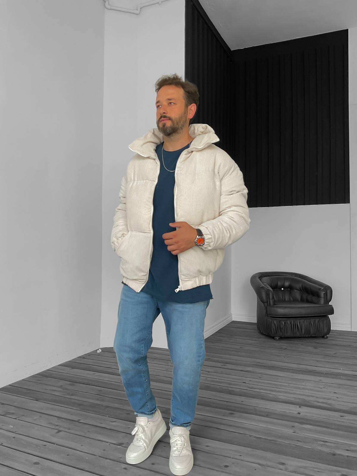 Ekru Şişme Kadife Mont V-30-850