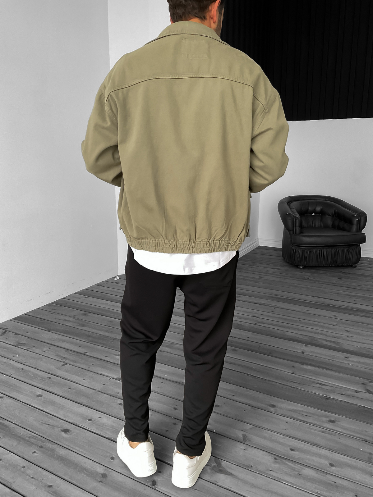 Haki Gabardin Bomber Ceket B-2159