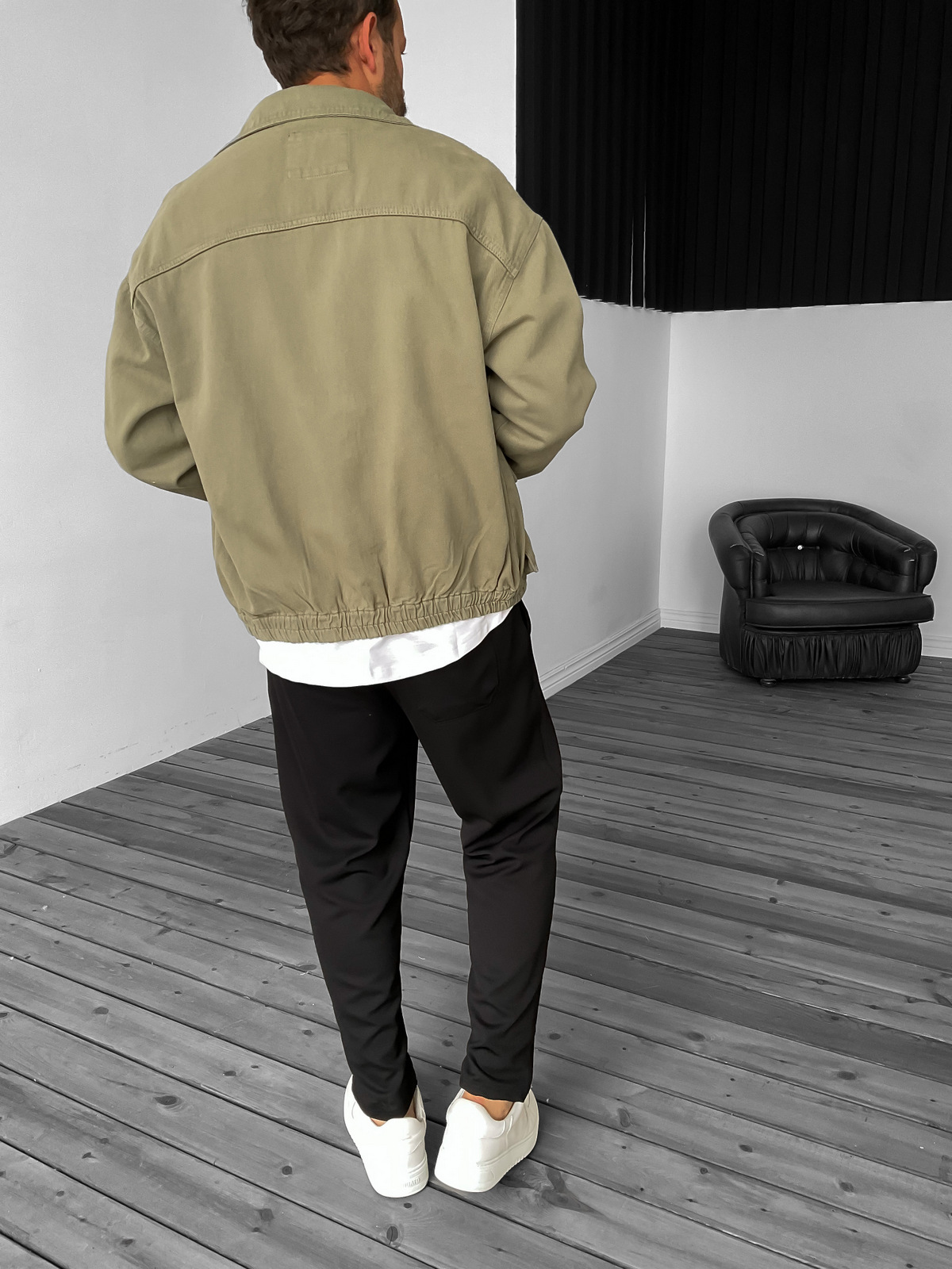 Haki Gabardin Bomber Ceket B-2159
