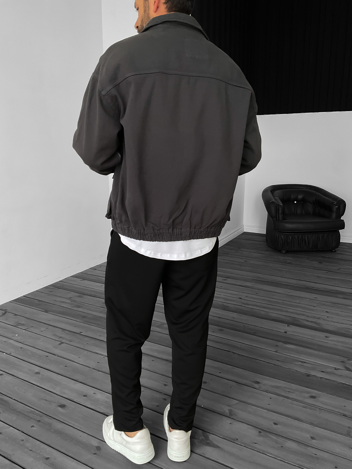 Füme Gabardin Bomber Ceket B-2159