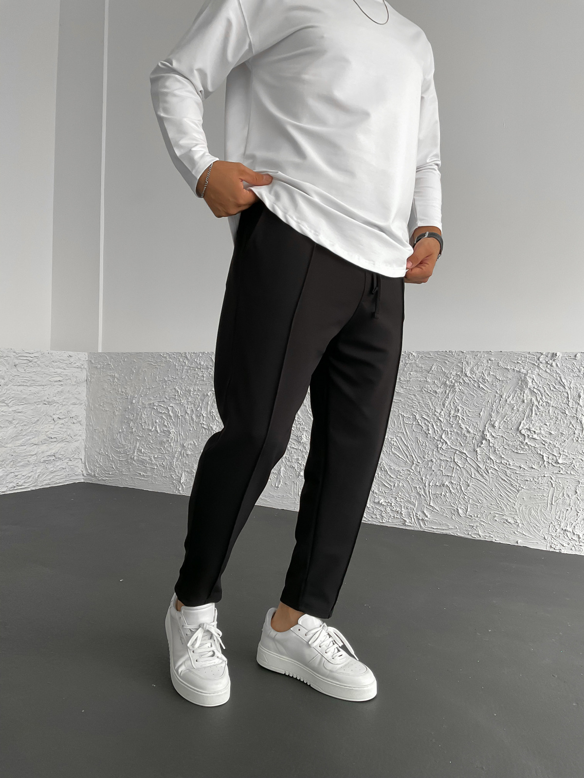 Siyah Kalın Dikişli Pantolon B-3090