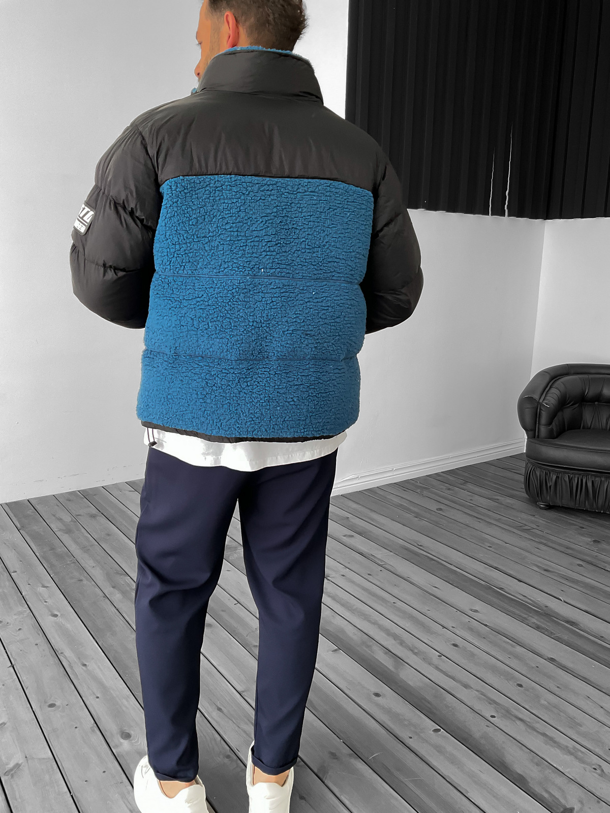 Lacivert Peluş Mont G-5295