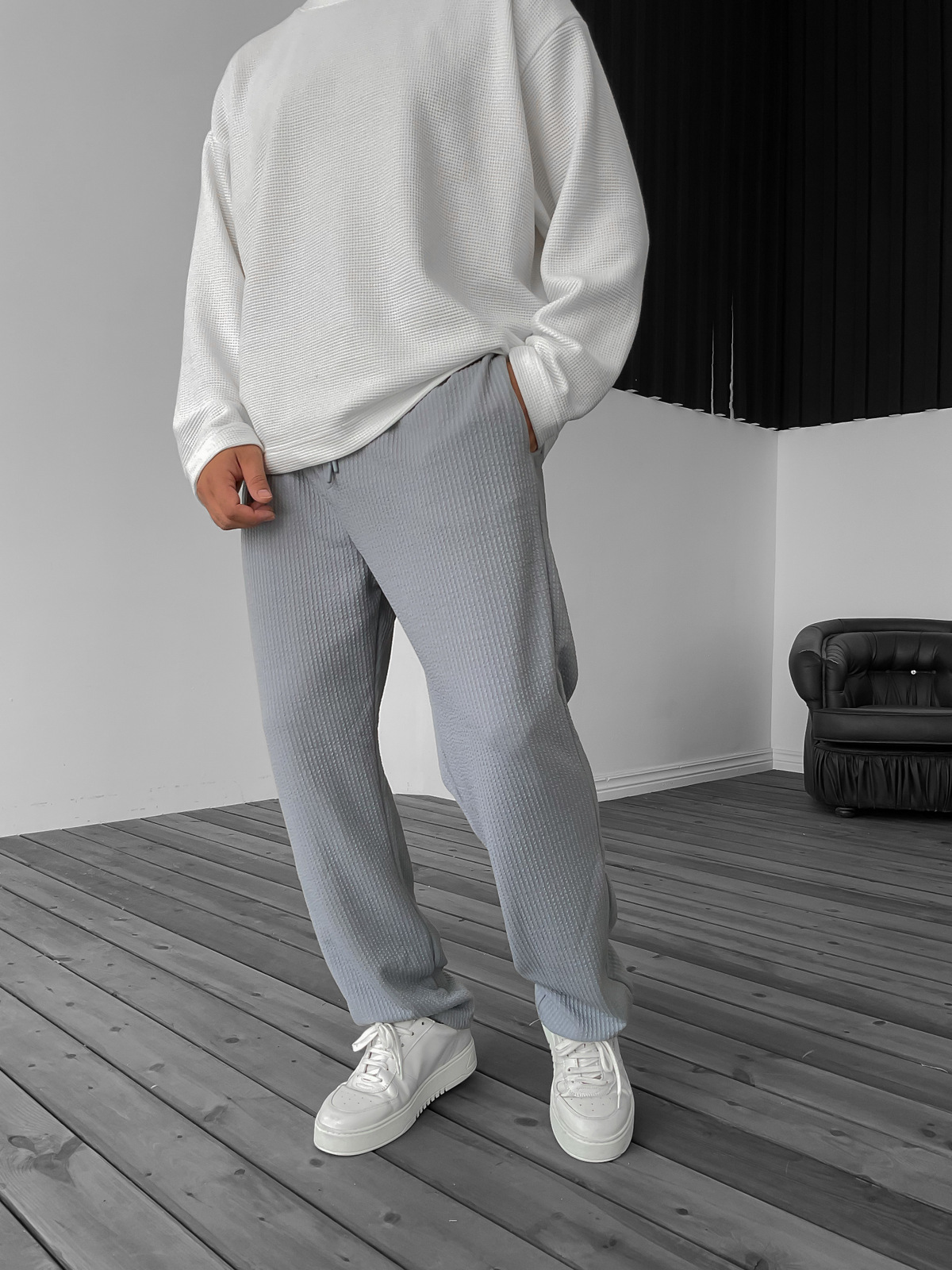 Füme Kabartmalı Boru Paça Pantolon KE-5030