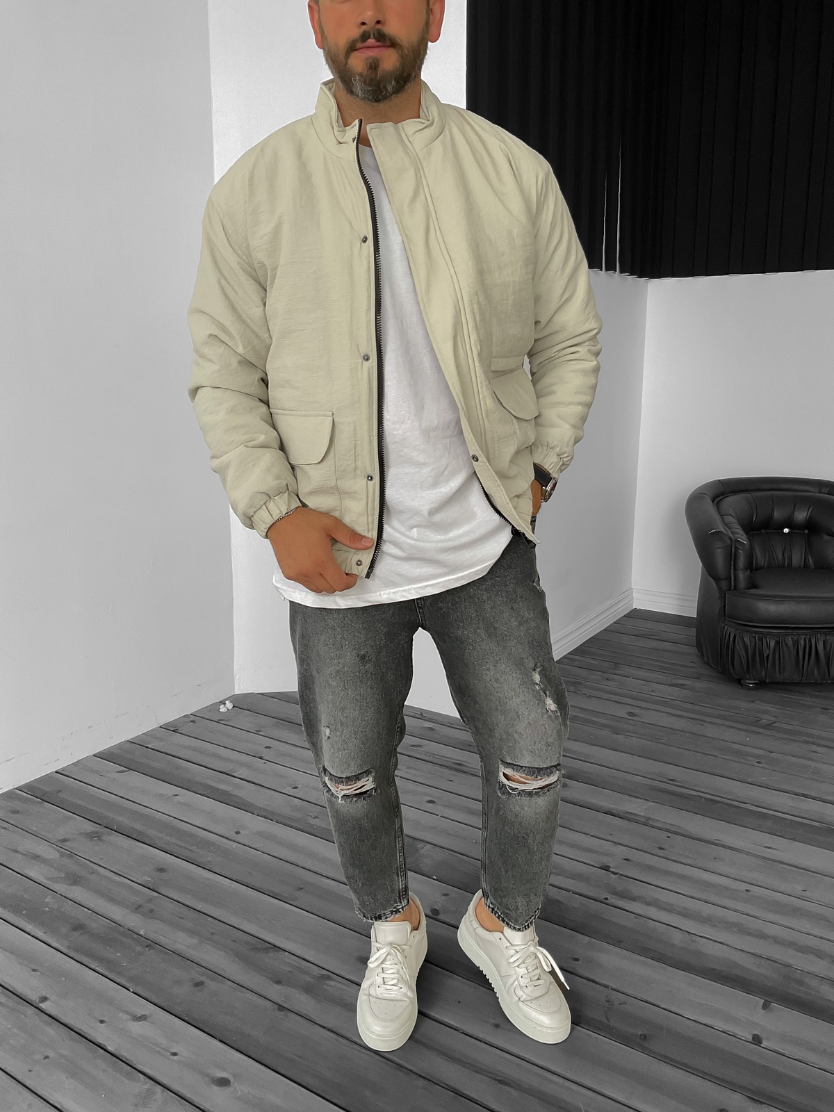 Bej Cepli Bomber Mont RL-30005