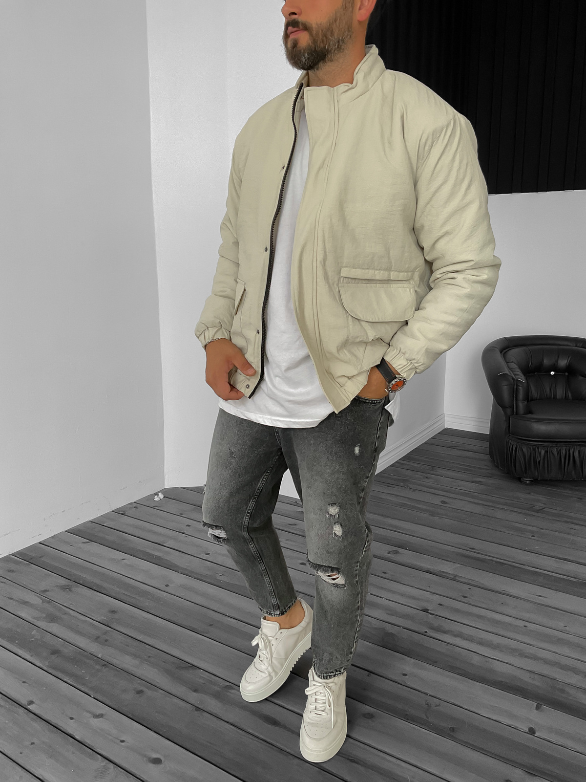 Bej Cepli Bomber Mont RL-30005
