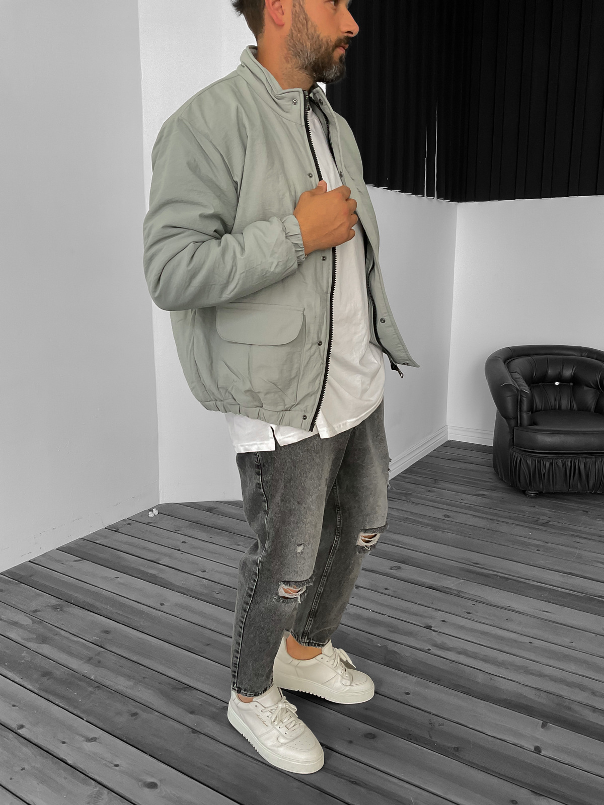 Gri Cepli Bomber Mont RL-30005