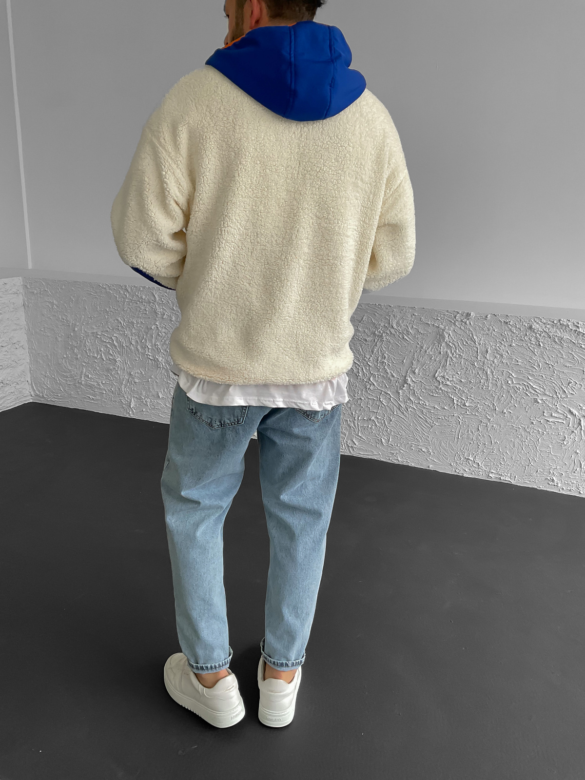 Ekru Kapüşonlu Peluş Sweat LS-05609