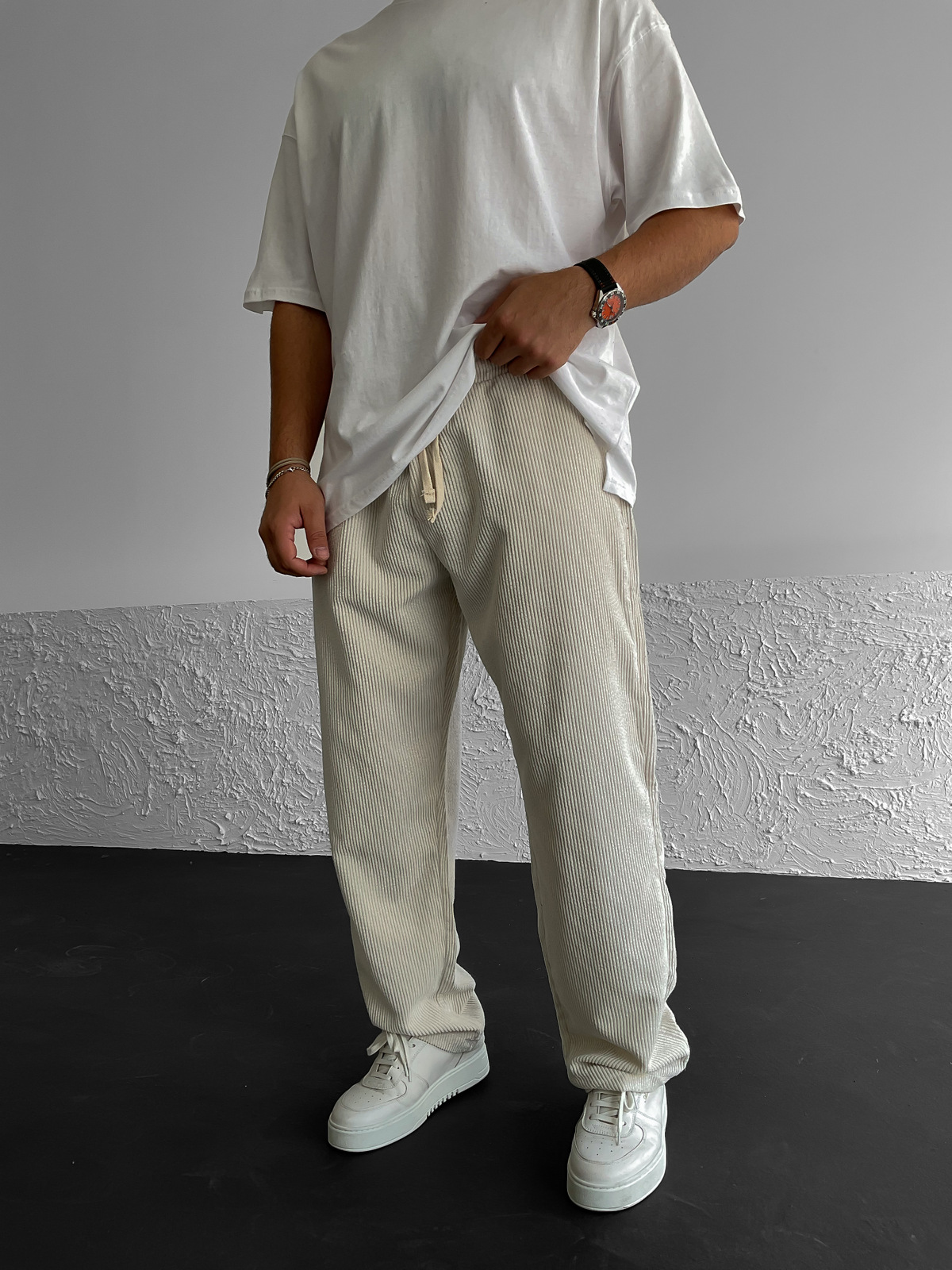 Bej Kadife Basic Pantolon V-40-114