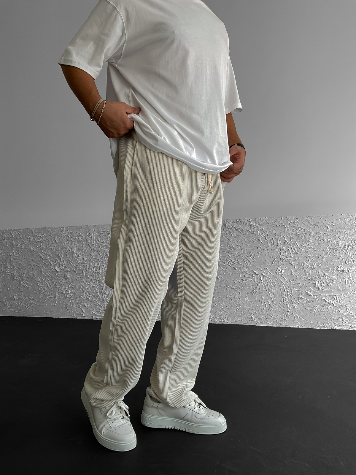 Bej Kadife Basic Pantolon V-40-114