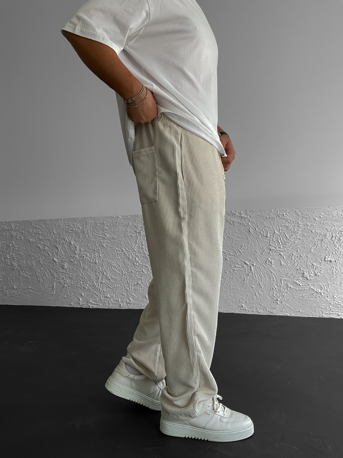 Bej Kadife Basic Pantolon V-40-114