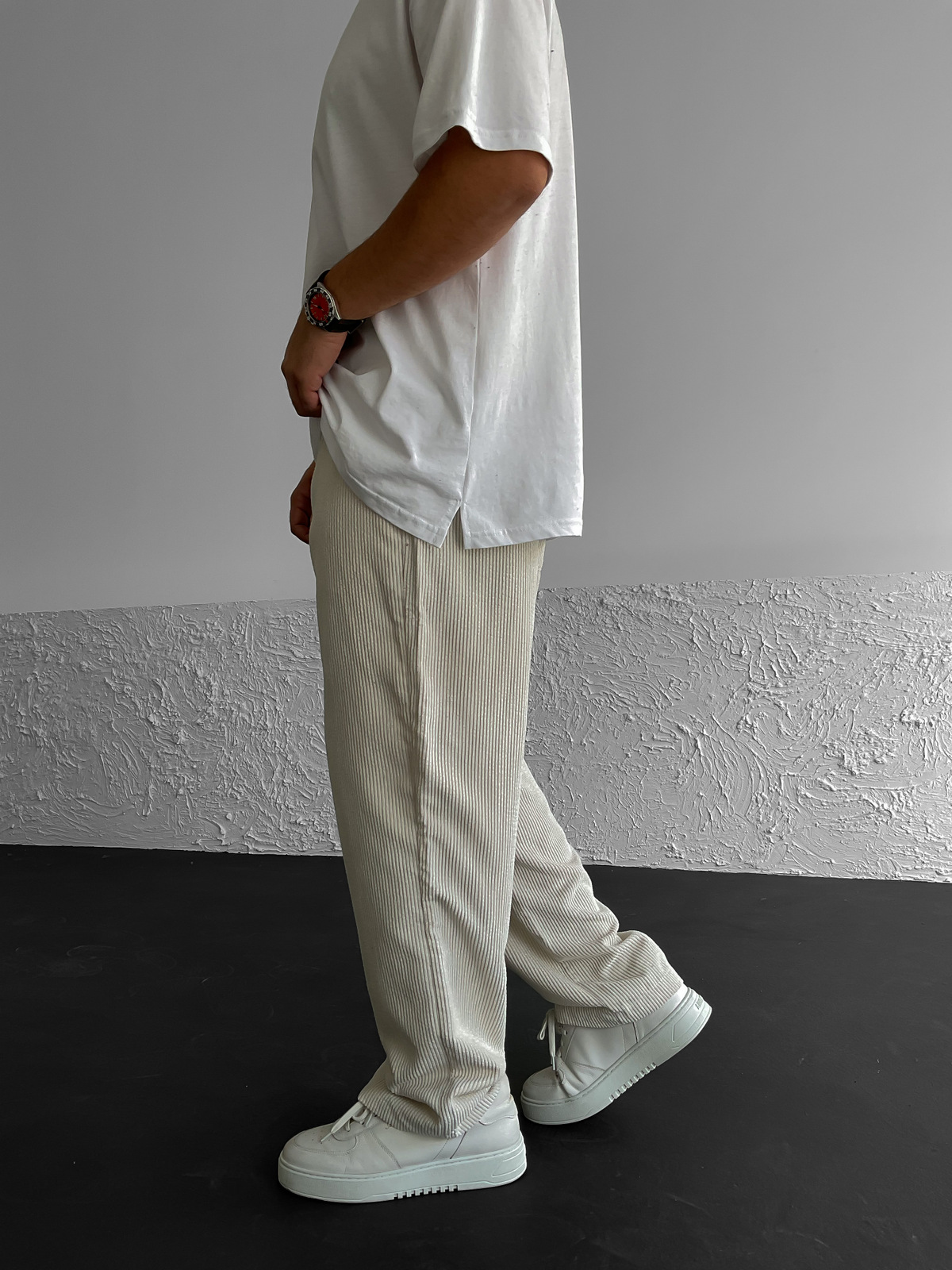 Bej Kadife Basic Pantolon V-40-114