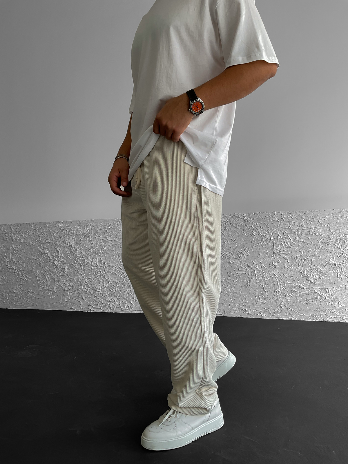 Bej Kadife Basic Pantolon V-40-114