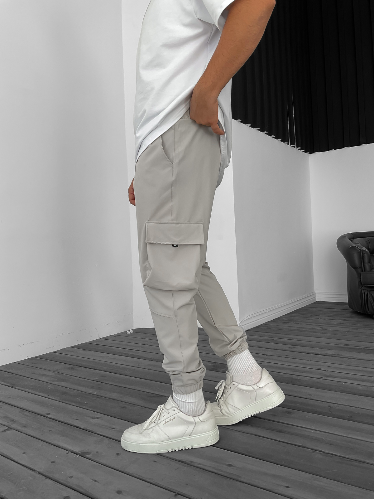 Gri Lastikli Basic Kargo Jogger B-3068